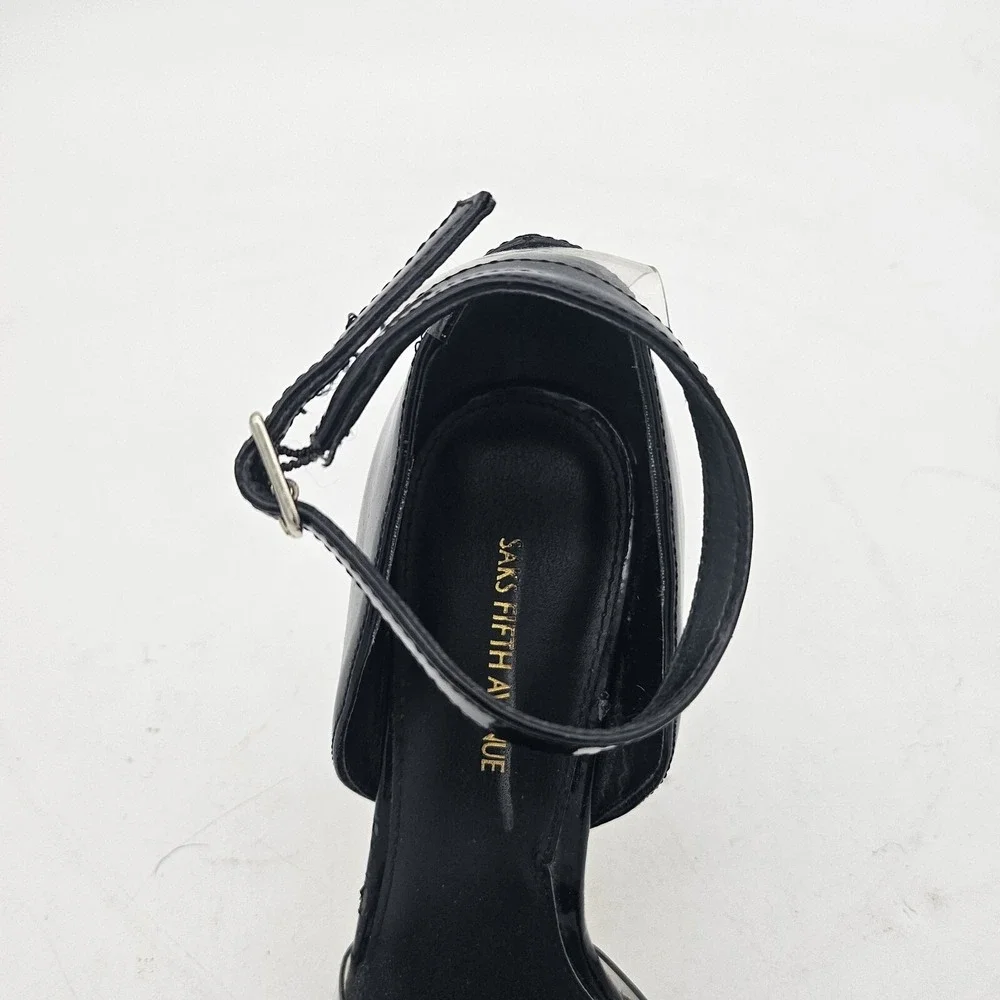 SAKS Fifth Avenue Ave Stilleto High Heel Leather Dress Party Open Toe Shoes 7.5